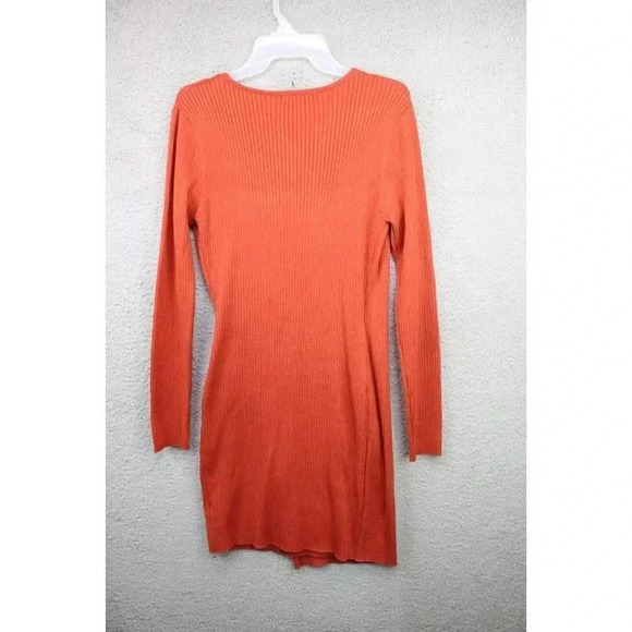 Emma & Posh Women's Ribbed Faux Wrap Dress-Size Large-Lace-Up - Picture 6 of 6